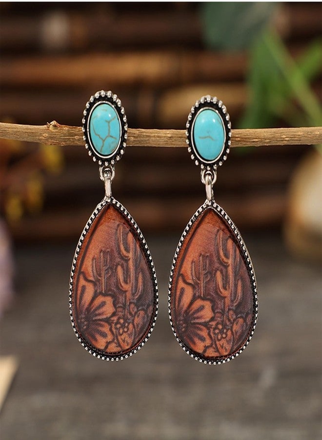 Novearring أزياء غربية للنساء، أقراط غربية للنساء، أقراط حلقية فيروزية، أقراط دمعة عتيقة، أقراط متدلية، فساتين حفلات موسيقى الريف - Image 4